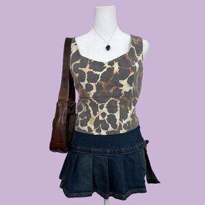 brown and black leopard print vintage 90s cropped tank top